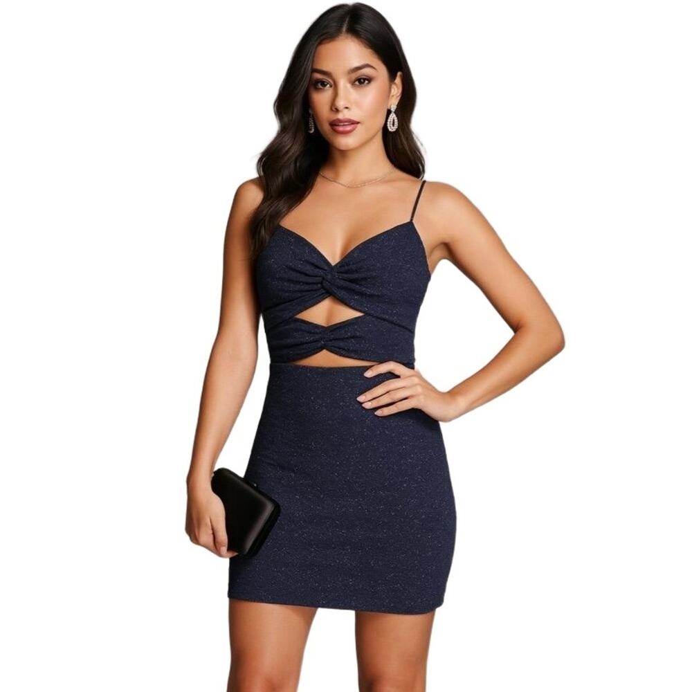 Windsor Navy Glitter Cutout‎ Bodycon Mini Dress S